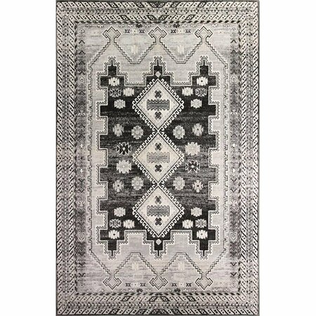 BASHIAN 3 ft. 6 in. x 5 ft. 6 in. Sierra Collection Transitional Polpropylene Power Loom Area Rug, Charcoal S231-CHAR-4X6-SE1001